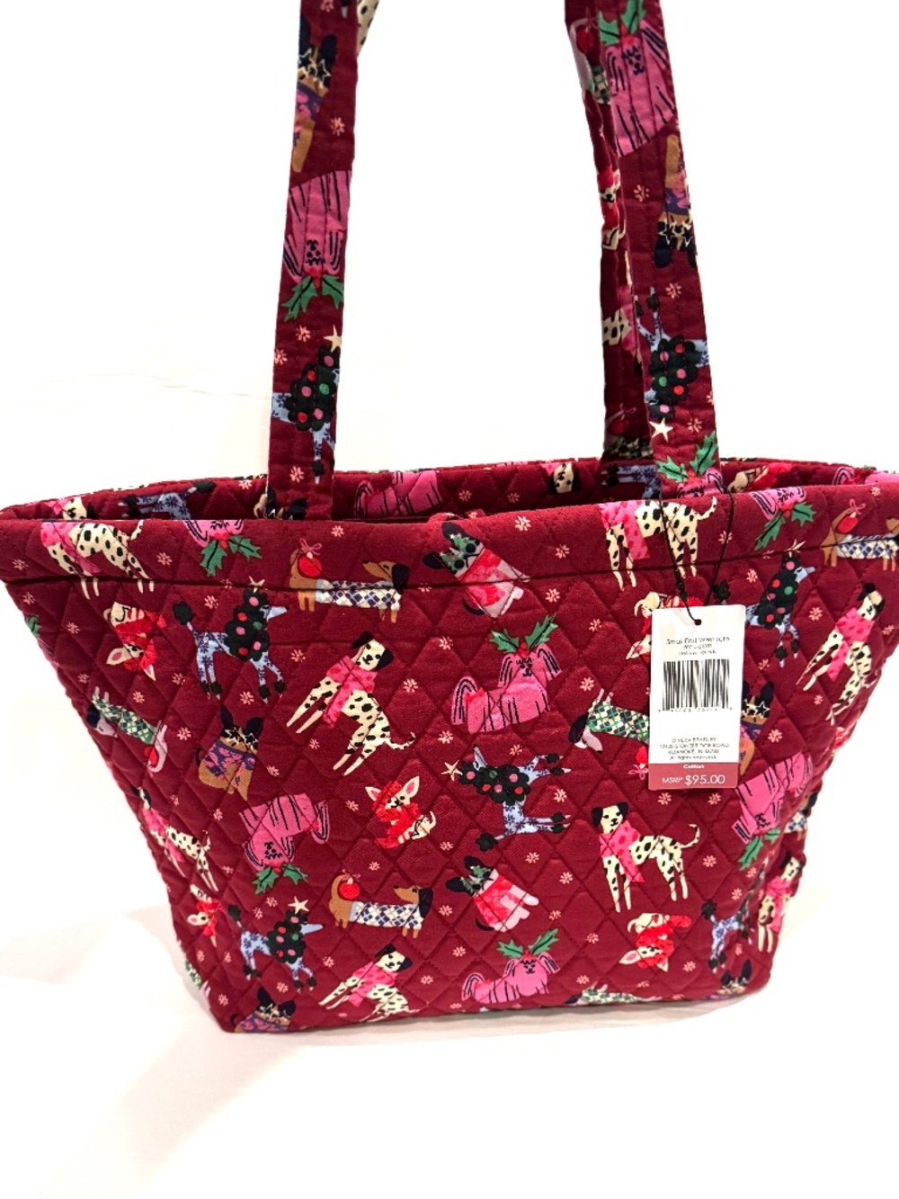 Vera Bradley East West Tote Holiday Hounds Pattern Red with Dogs Bag Purse